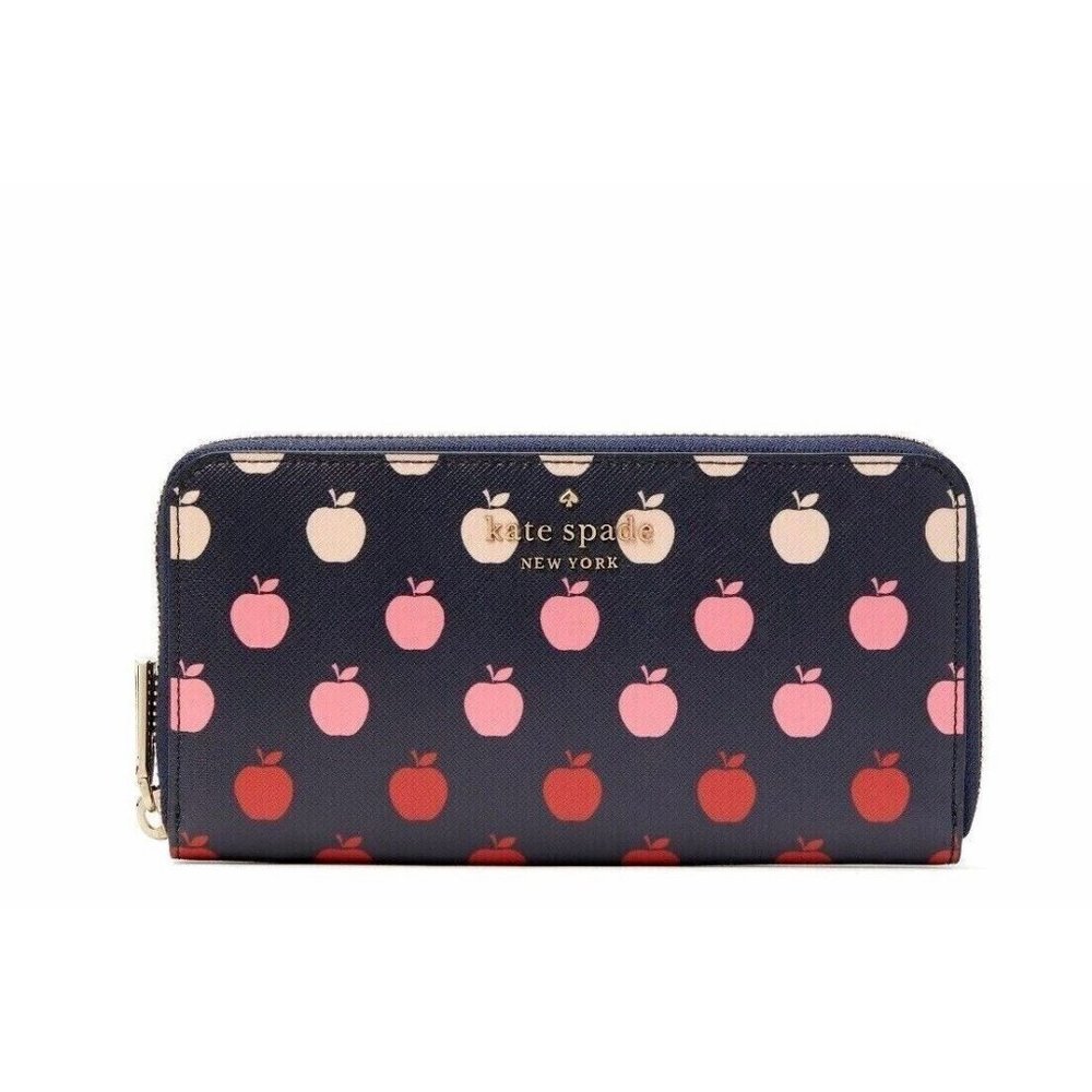 New Kate Spade Staci Orchard Degrade Print Large Continental Wallet Blazer Blue